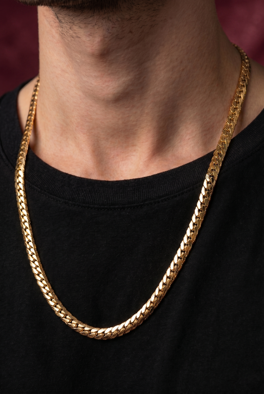 Collier Homme Chaîne Serpent Royale en Acier Inoxydable 316L Doré à l'Or Fin