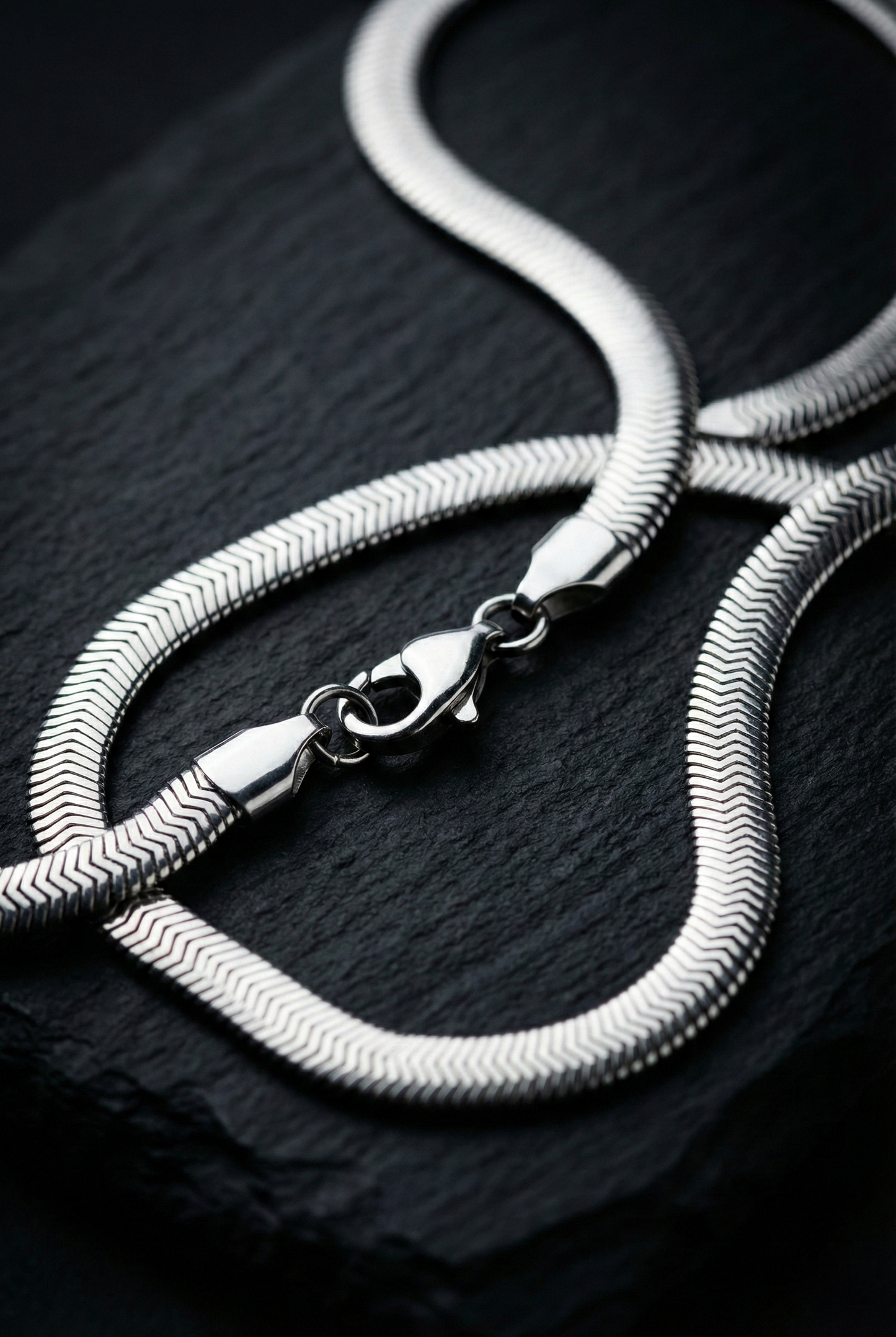 Collier Homme Chaîne Serpent Ronde en Acier Inoxydable 316L Argenté