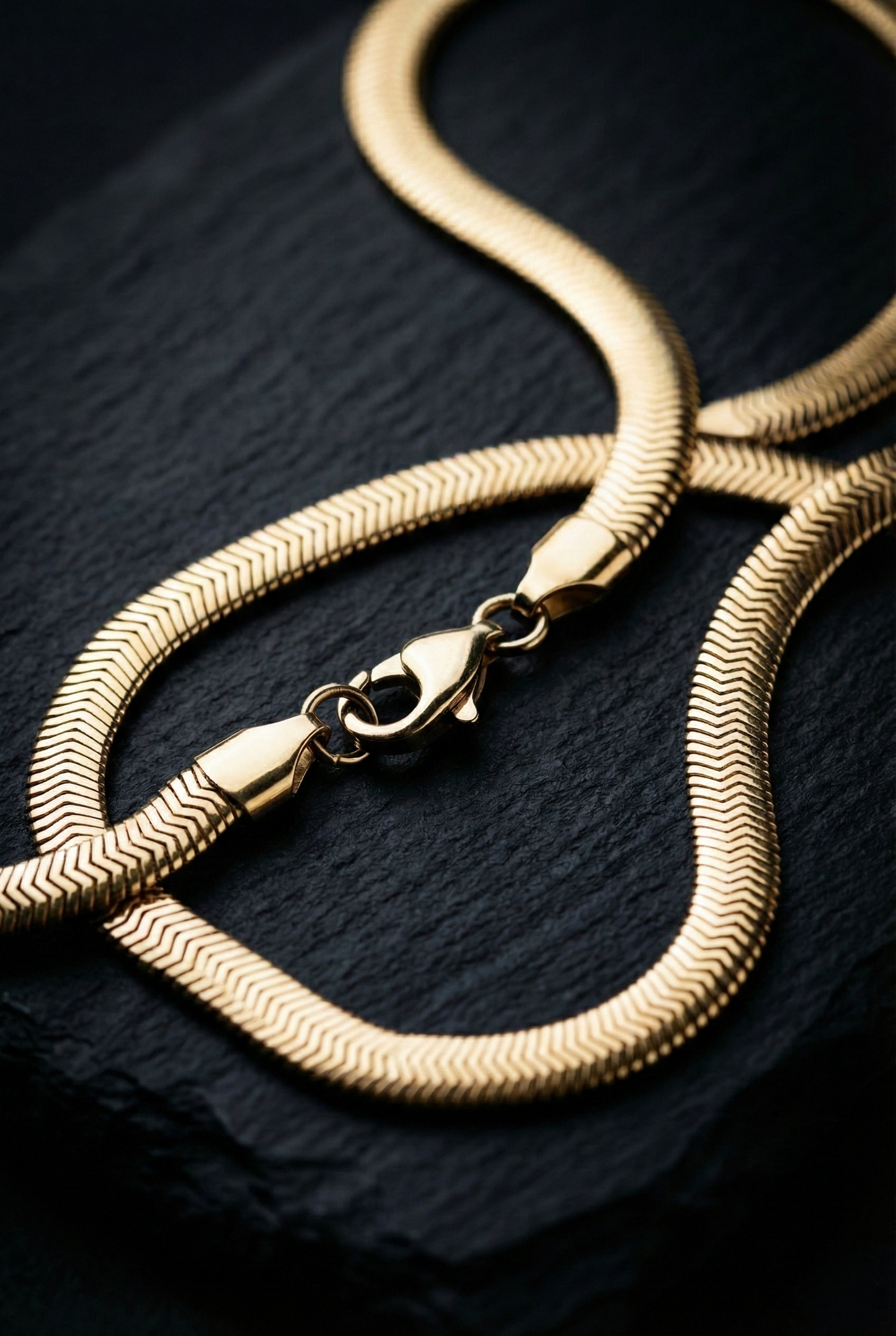 Collier Chaîne Homme Serpent Ronde en Acier Inoxydable 316L Doré