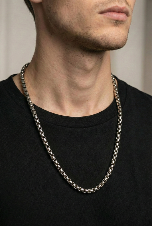 Collier Chaîne Box Vénitiennes Carrées - Acier Inoxydable 316L cadeaux pour homme