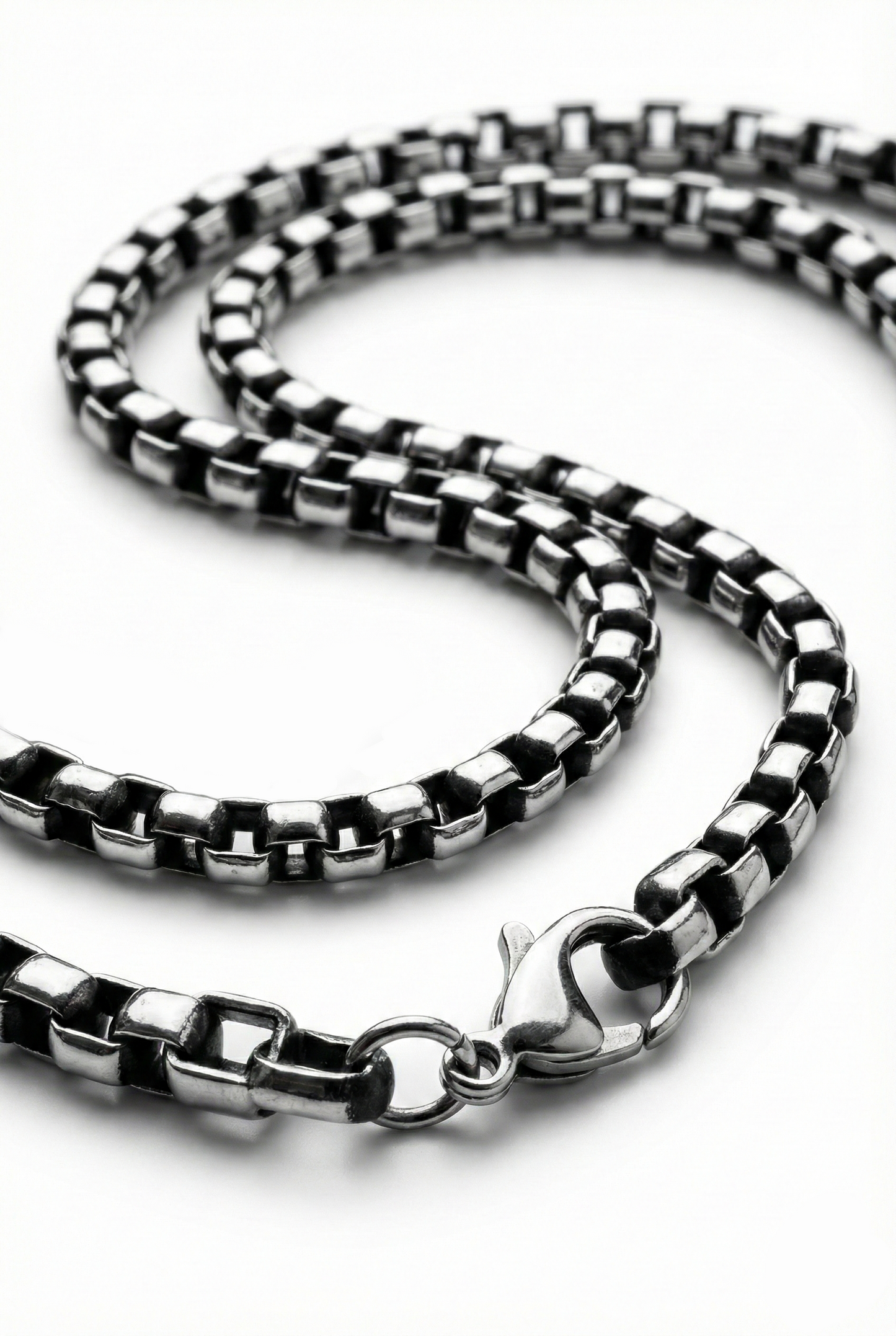 Collier Chaîne Box Vénitiennes Carrées - Acier Inoxydable 316L cadeaux pour homme