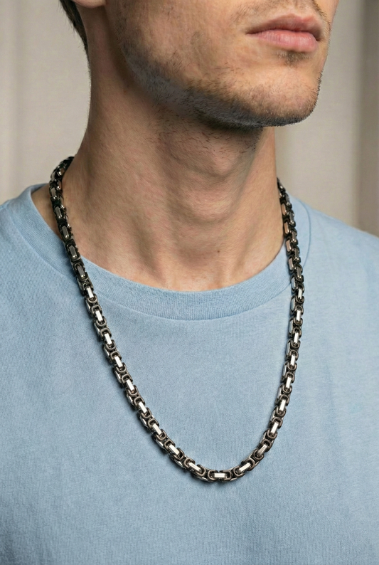 Collier Homme Acier Inoxydable Maille Royale 60cm, cadeau pour homme