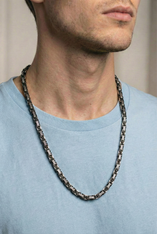 Collier Homme Acier Inoxydable Maille Royale 60cm, cadeau pour homme