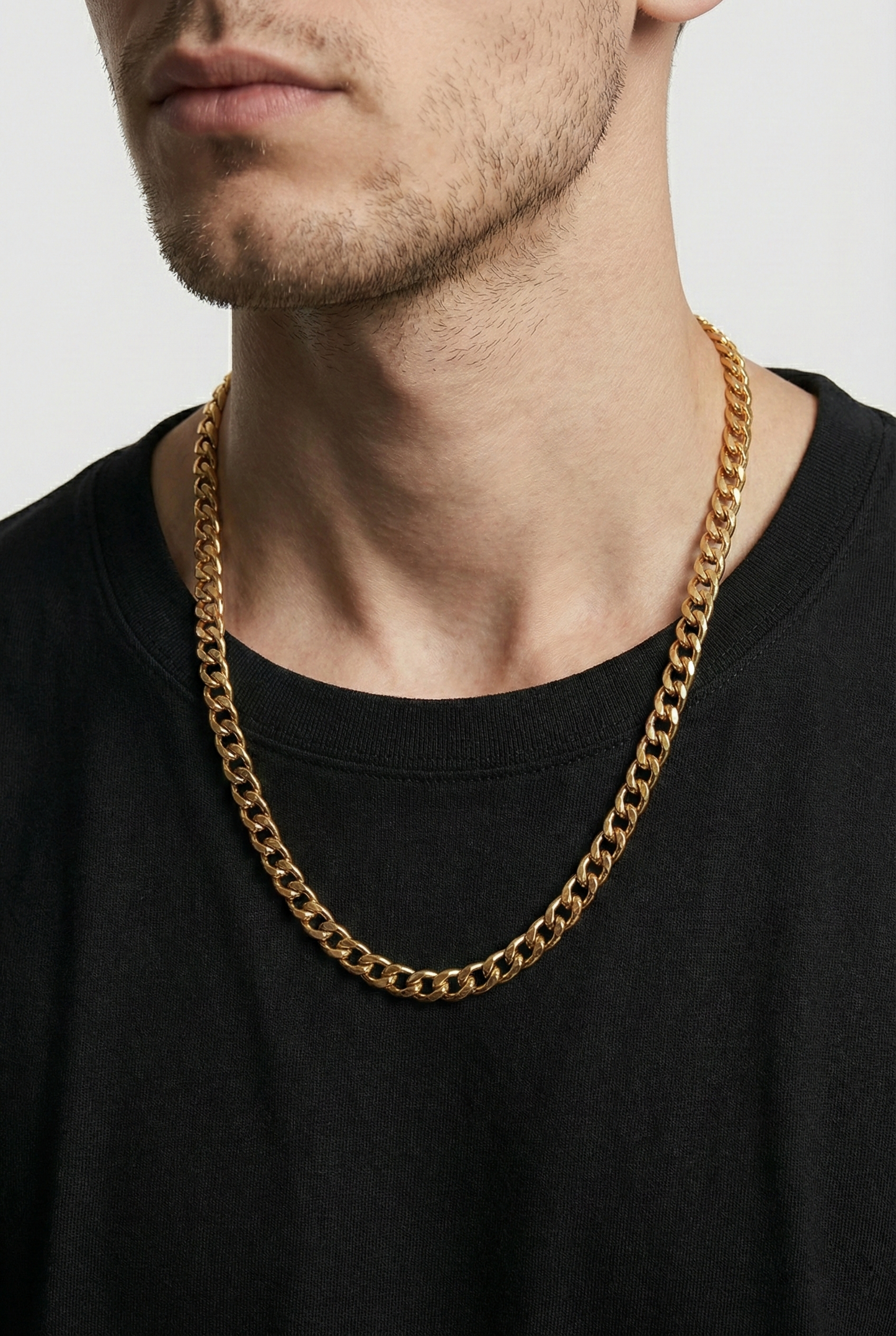 Collier Homme Doré Acier Inoxydable Maille Gourmette Cubain 60cm - Acier Inox 316L