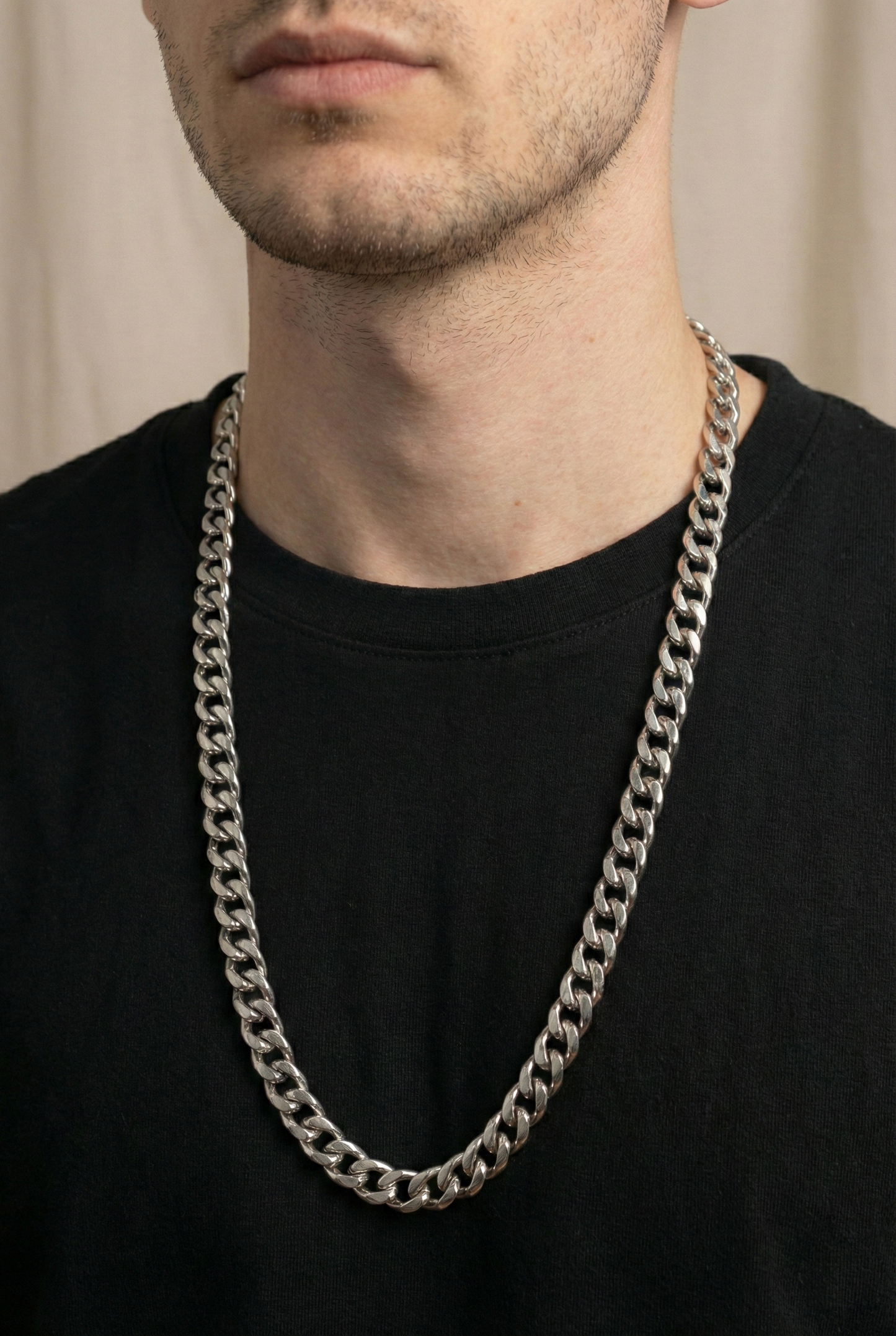 Collier Homme Acier Inoxydable Maille Gourmette Cubain 60cm - Acier Inox 316L