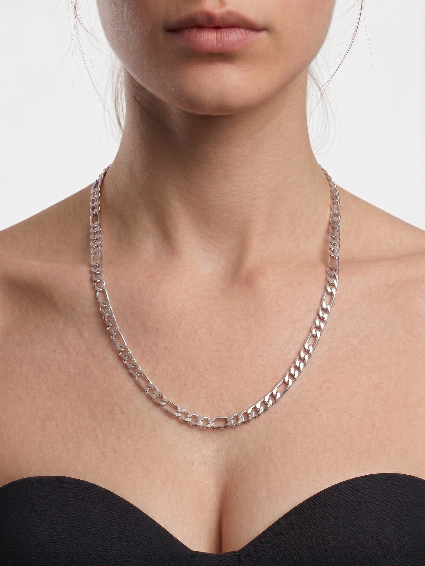 Collier maille Figaro pour femme en acier inoxydable argenté - 40 cm - Acier Inoxydable 316L